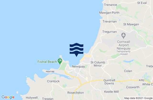 Mappa delle maree di Newquay, United Kingdom