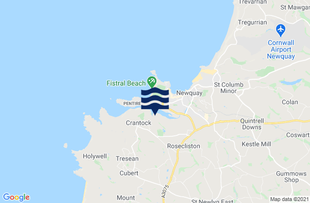 Mappa delle maree di Newquay Town Beach, United Kingdom