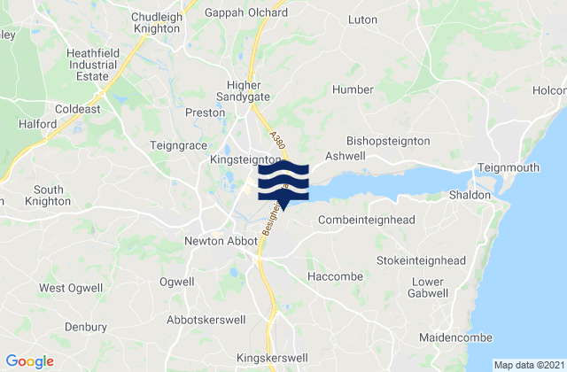 Mappa delle maree di Newton Abbot, United Kingdom