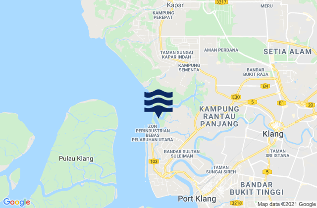 Mappa delle maree di Nexus West End, Malaysia