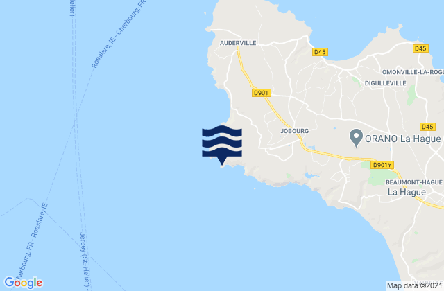 Mappa delle maree di Nez de Jobourg, France