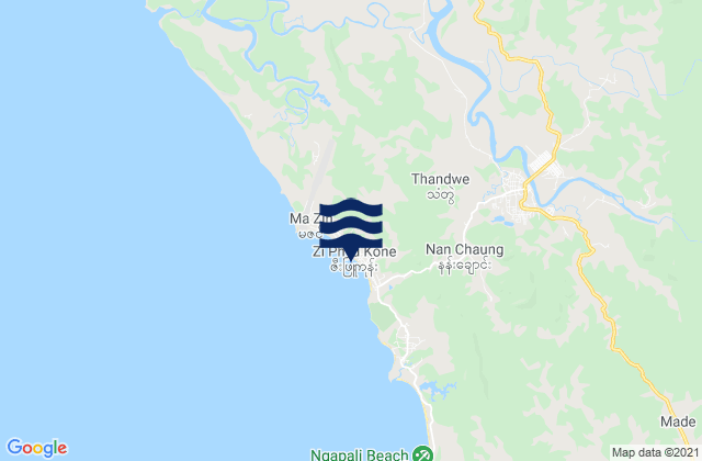 Mappa delle maree di Ngapali Beach, Myanmar