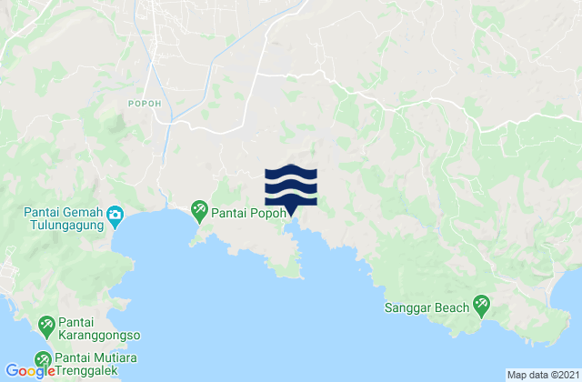 Mappa delle maree di Ngayem, Indonesia