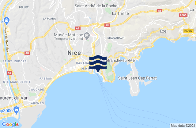 Mappa delle maree di Nice Port, France