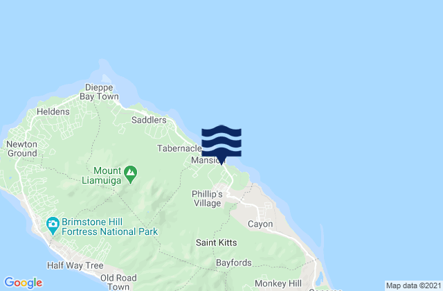 Mappa delle maree di Nicola Town, Saint Kitts and Nevis