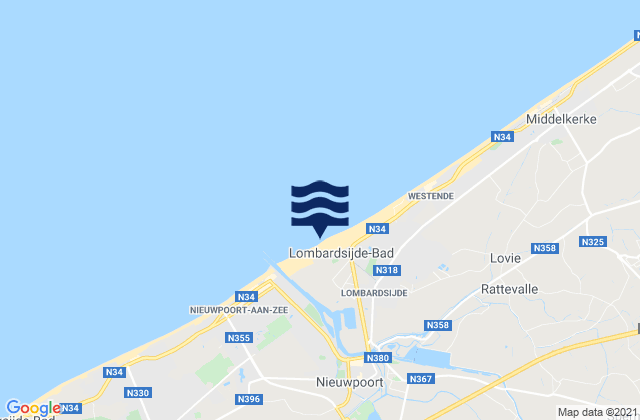 Mappa delle maree di Nieuwpoort, Belgium