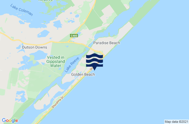 Mappa delle maree di Ninety Mile Beach, Australia