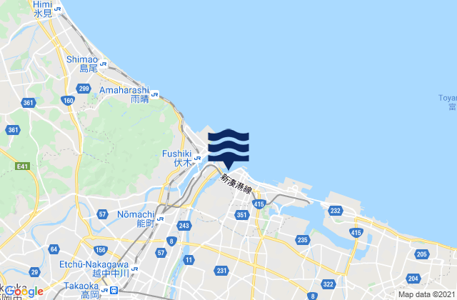 Mappa delle maree di Nishishinminato, Japan