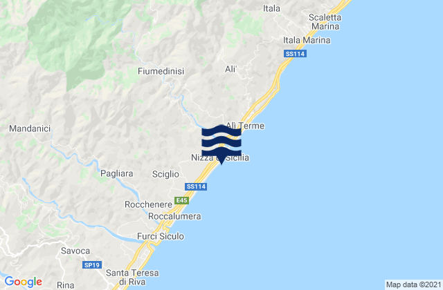 Mappa delle maree di Nizza di Sicilia, Italy
