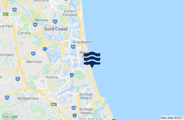 Mappa delle maree di Nobby Beach, Australia