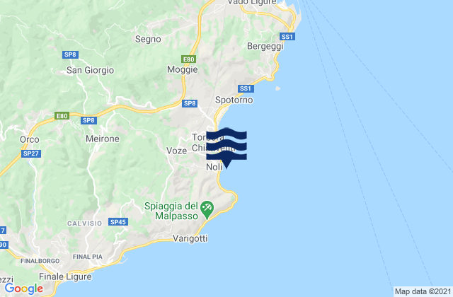 Mappa delle maree di Noli, Italy