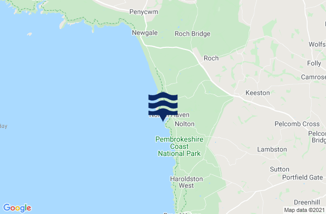 Mappa delle maree di Nolton Haven Beach, United Kingdom