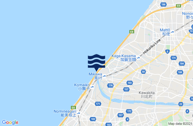 Mappa delle maree di Nomi Shi, Japan