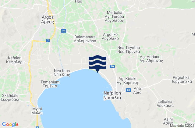 Mappa delle maree di Nomós Argolídos, Greece