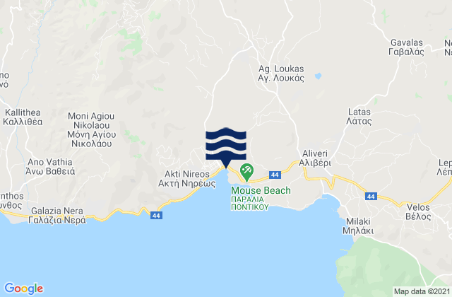 Mappa delle maree di Nomós Evvoías, Greece