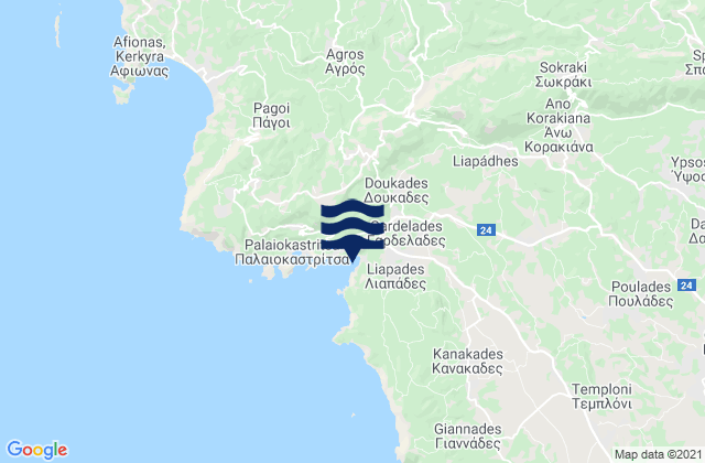 Mappa delle maree di Nomós Kerkýras, Greece