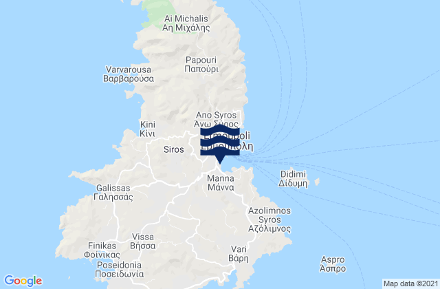 Mappa delle maree di Nomós Kykládon, Greece