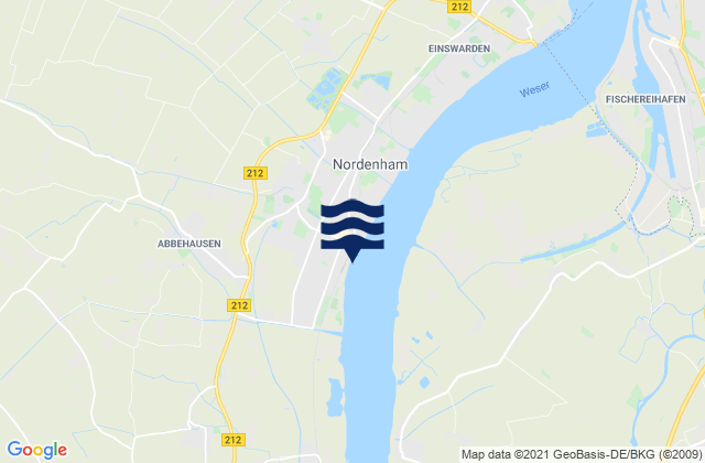 Mappa delle maree di Nordenham, Germany