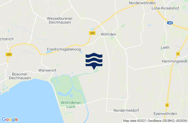 Mappa delle maree di Norderwöhrden, Germany