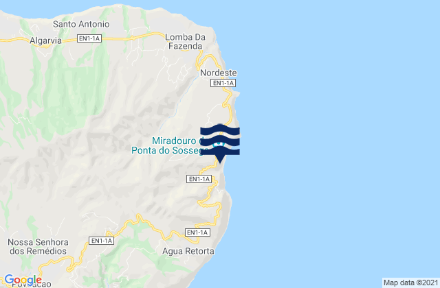 Mappa delle maree di Nordeste, Portugal