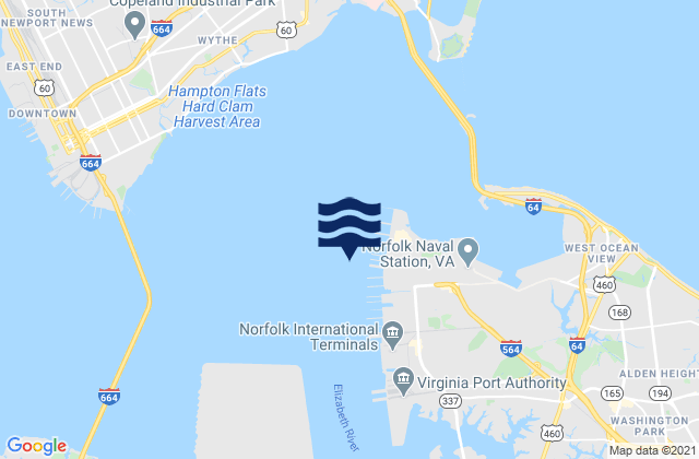 Mappa delle maree di Norfolk Harbor Reach (Buoy R 8), United States