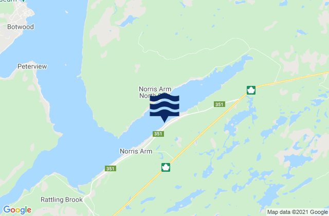Mappa delle maree di Norris Arm, Canada