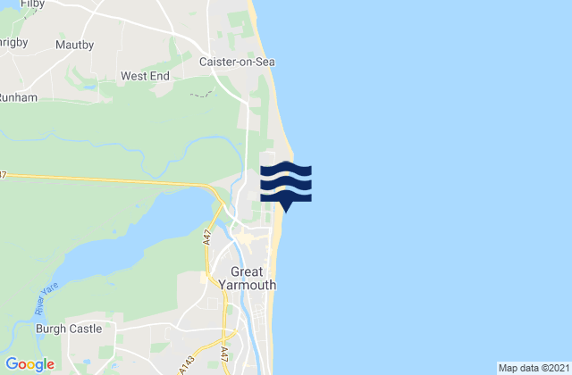 Mappa delle maree di North Beach, United Kingdom