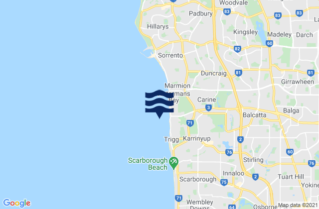 Mappa delle maree di North Beach, Australia