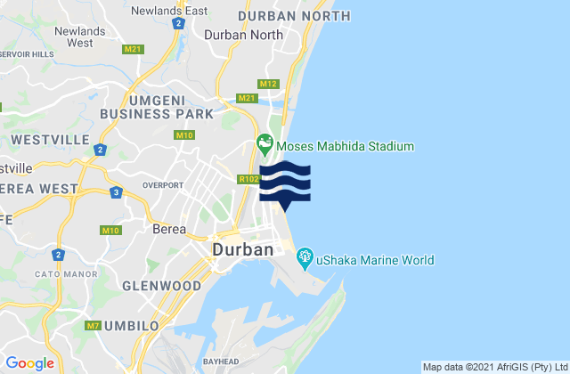 Mappa delle maree di North Beach, South Africa