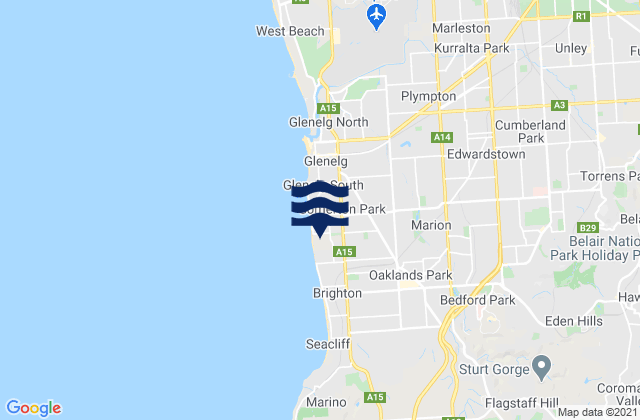 Mappa delle maree di North Brighton, Australia