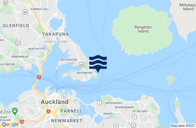 Mappa delle maree di North Head, New Zealand