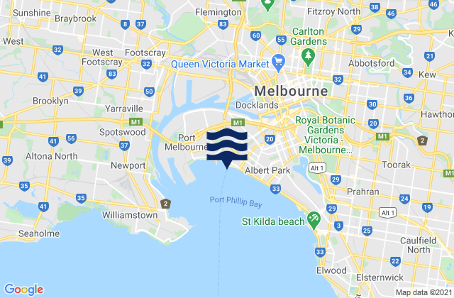 Mappa delle maree di North Melbourne, Australia