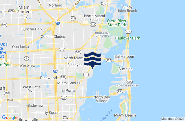 Mappa delle maree di North Miami, United States