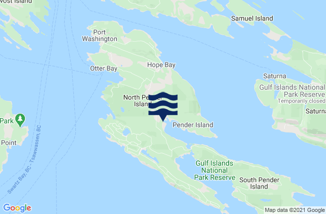 Mappa delle maree di North Pender Island, Canada