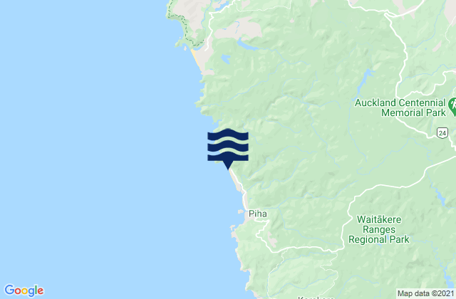Mappa delle maree di North Piha Beach, New Zealand