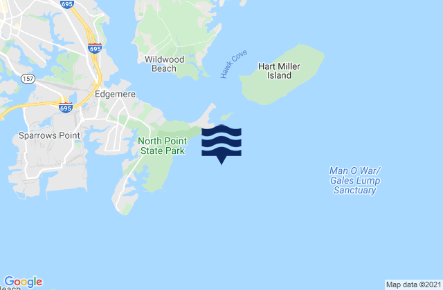 Mappa delle maree di North Point 2.5 miles northeast of, United States