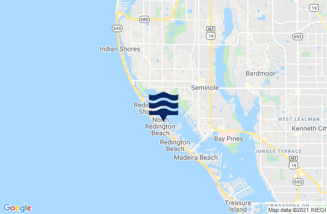 Mappa delle maree di North Redington Beach, United States
