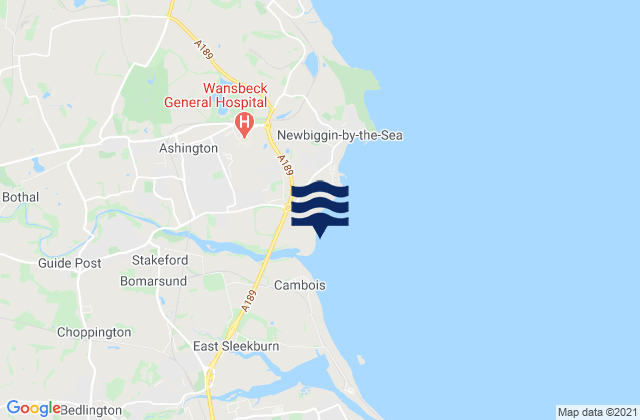 Mappa delle maree di North Seaton Beach, United Kingdom