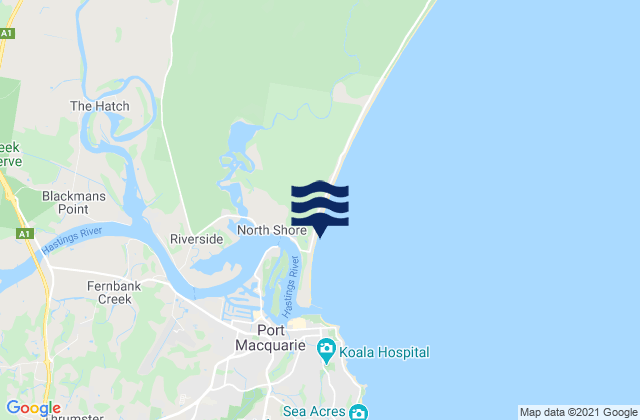 Mappa delle maree di North Shore, Australia
