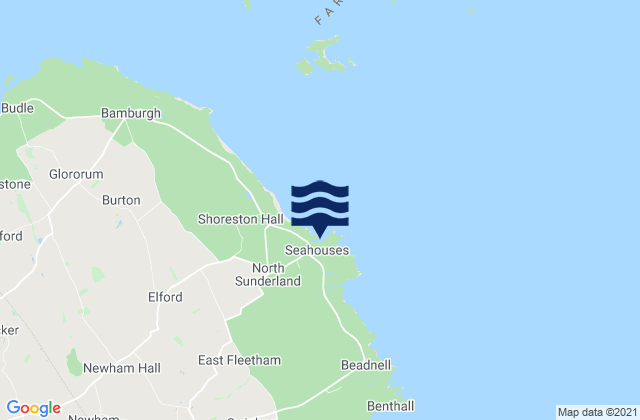 Mappa delle maree di North Sunderland (Northumberland), United Kingdom