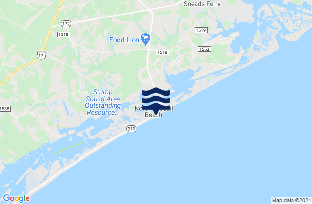 Mappa delle maree di North Topsail Beach, United States