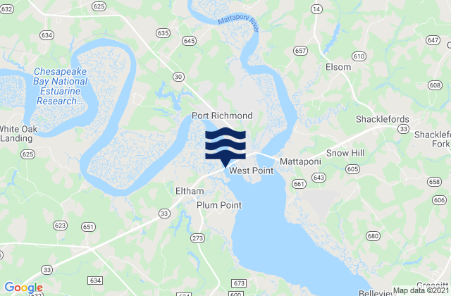 Mappa delle maree di Northbury, United States