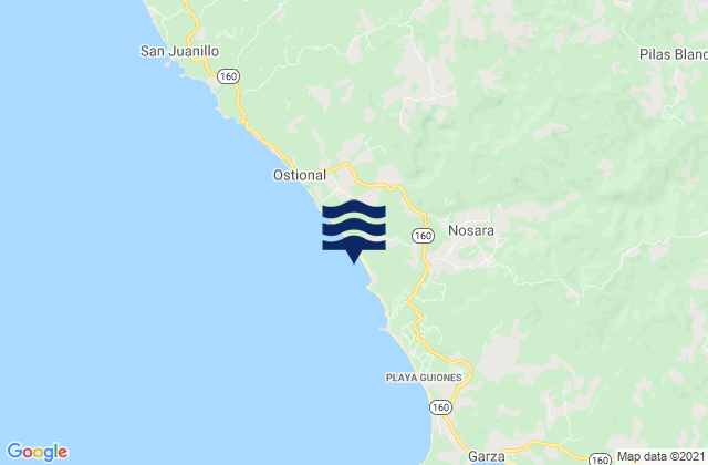 Mappa delle maree di Nosara, Costa Rica