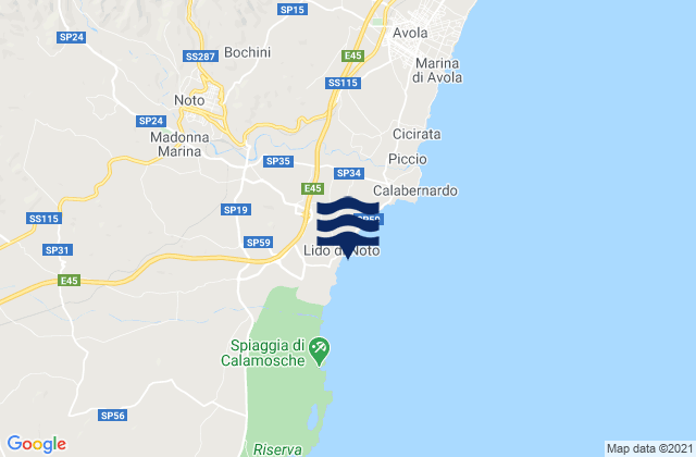 Mappa delle maree di Noto, Italy