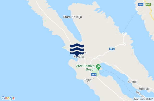 Mappa delle maree di Novalja, Croatia