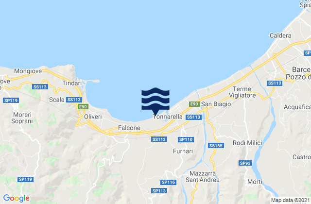 Mappa delle maree di Novara di Sicilia, Italy