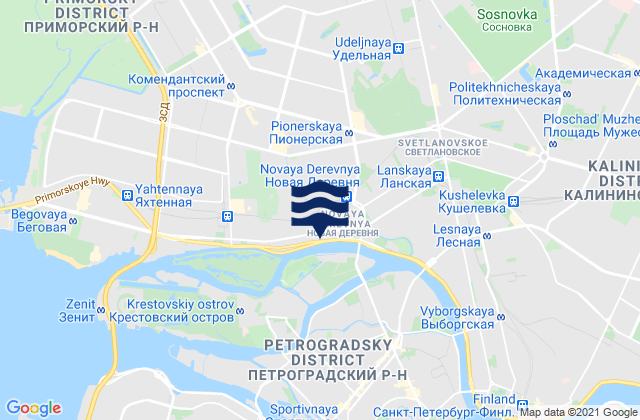 Mappa delle maree di Novaya Derevnya, Russia