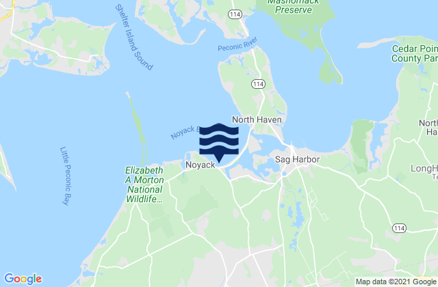 Mappa delle maree di Noyack Bay, United States