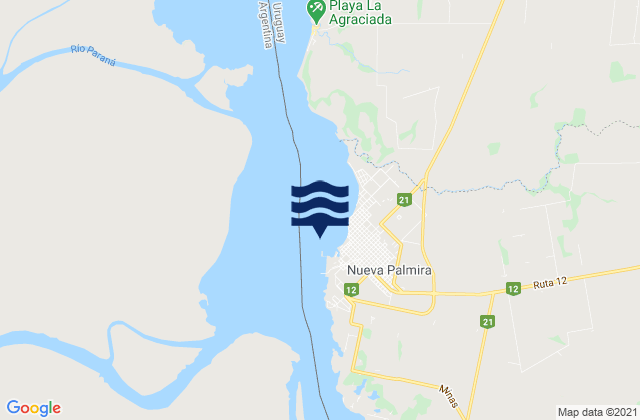 Mappa delle maree di Nueva Palmira, Uruguay
