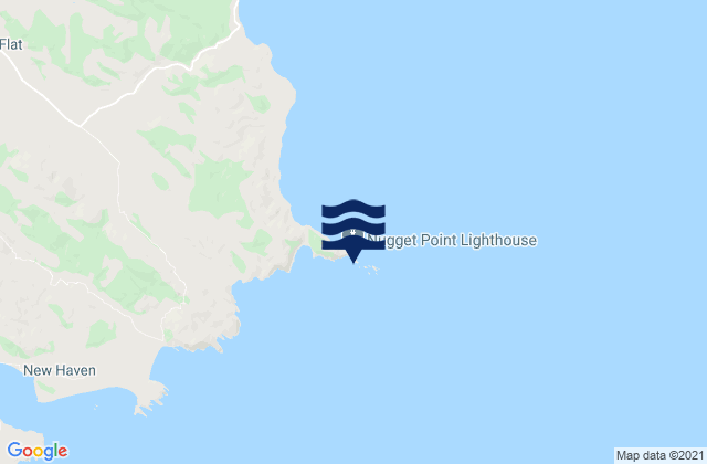 Mappa delle maree di Nugget Point, New Zealand